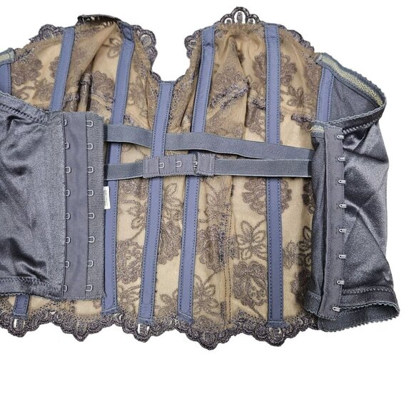 Victorias Secret Lace Bustier‎ 34C Greyish Lavender Floral Embroidery Lingerie - Picture 4 of 9